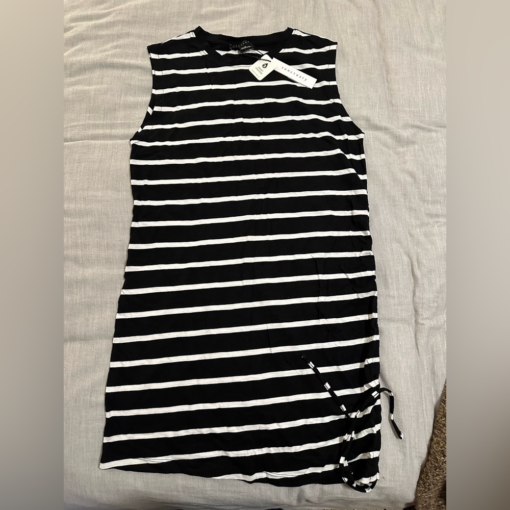 Sanctuary sleeveless tshirt dress with one ruched side